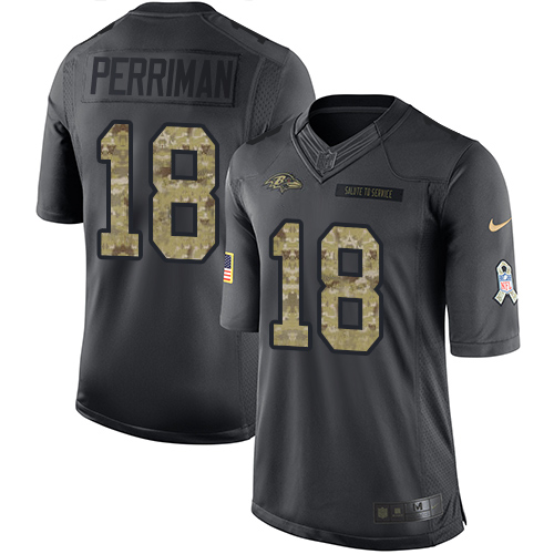 Men's Limited Breshad Perriman Nike Jersey Black - #18 2016 Salute to Service NFL Baltimore Ravens